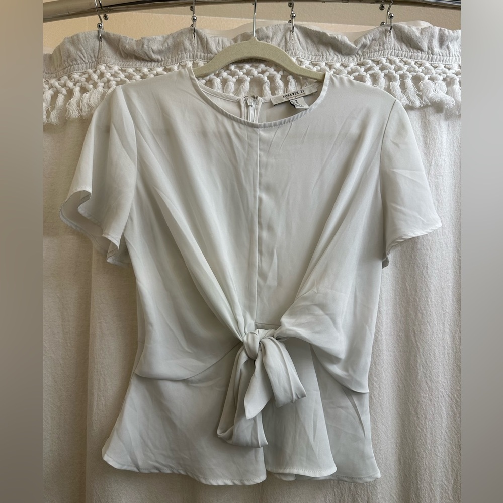 Forever 21 Contemporary White Sheer Blouse